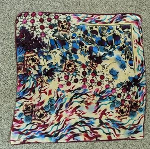 Patterned square silk scarf